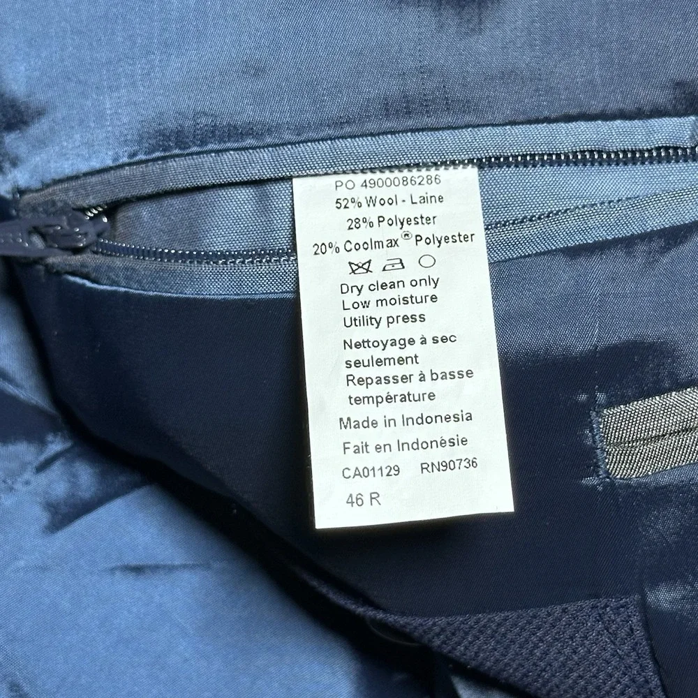 Lauren Ralph‎ Lauren Coolmax Blazer 46R Navy Wool Blend Gold Button Sport Coat